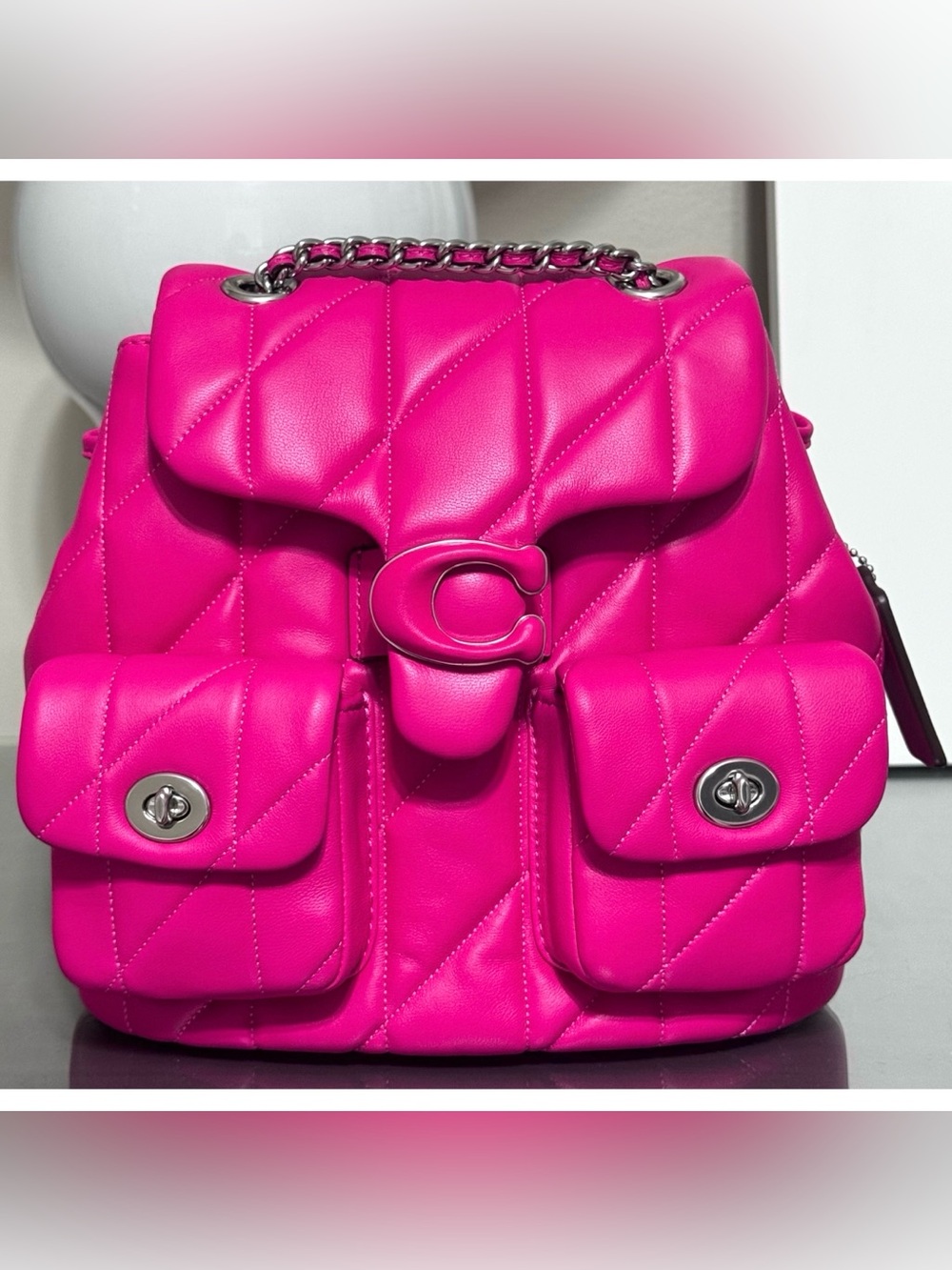 COACH Tabby Backpack With Quilting, DRAGONFRUIT PINK